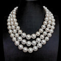 3 Rows White Sea Shell Pearl Graduated Necklace