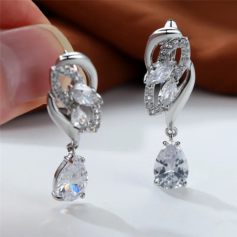 Luxury Female Blue Rainbow Stone Earring