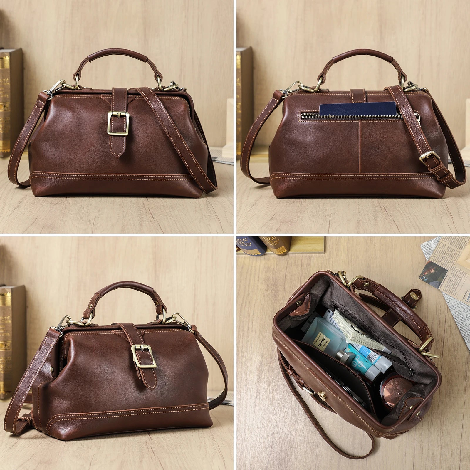 CONTACT'S Genuine Leather Sling Shoulder Bags for Women Luxury Designer Tote Bag Women‘s