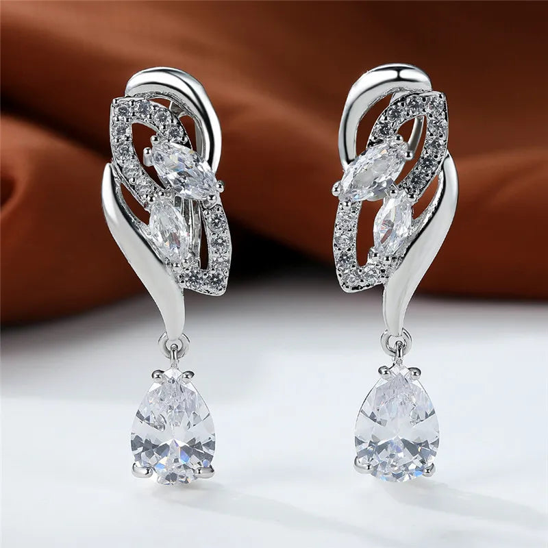Luxury Female Blue Rainbow Stone Earring