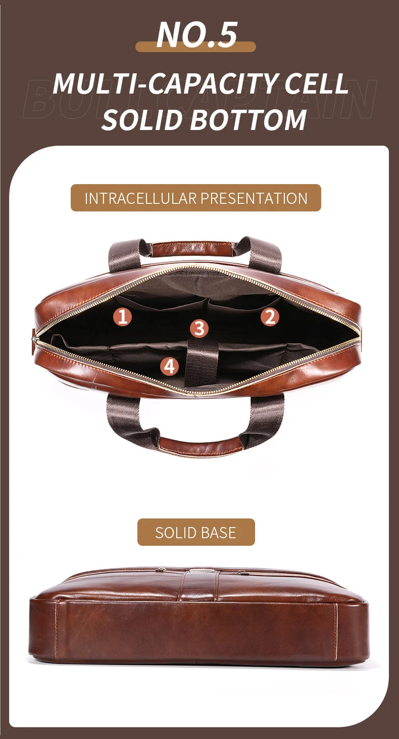 BULLCAPTAIN Leather Laptop Bag