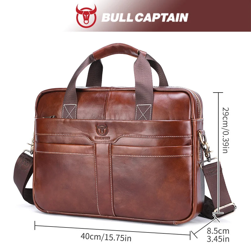 BULLCAPTAIN Leather Laptop Bag