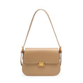 Elegant Leather Shoulder Bag - Gold Clasp