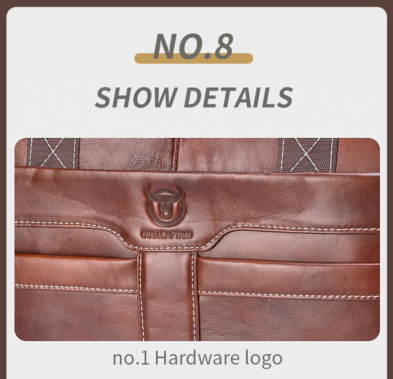 BULLCAPTAIN Leather Laptop Bag