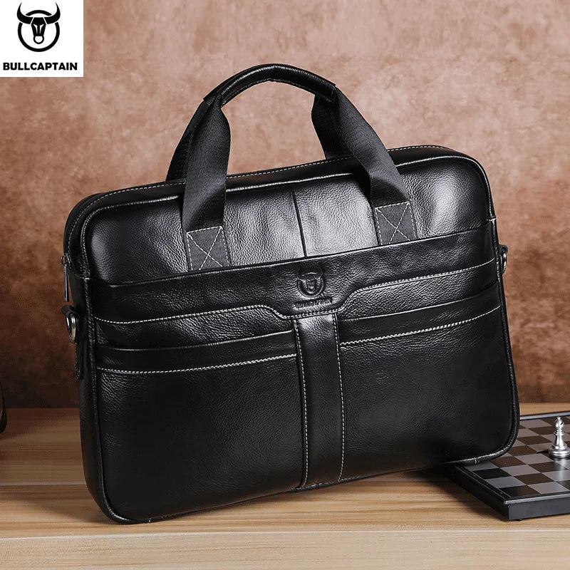 BULLCAPTAIN Leather Laptop Bag
