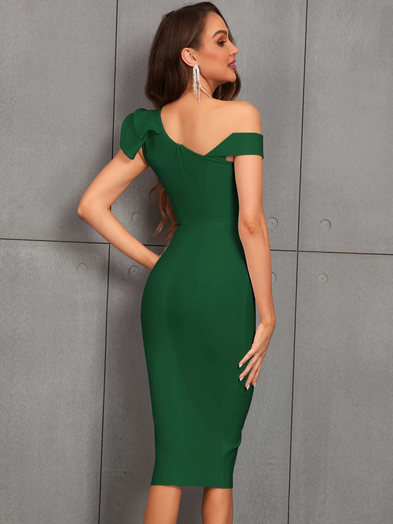 Luxury Asymmetric Midi Dress – Elegant Evening Wear