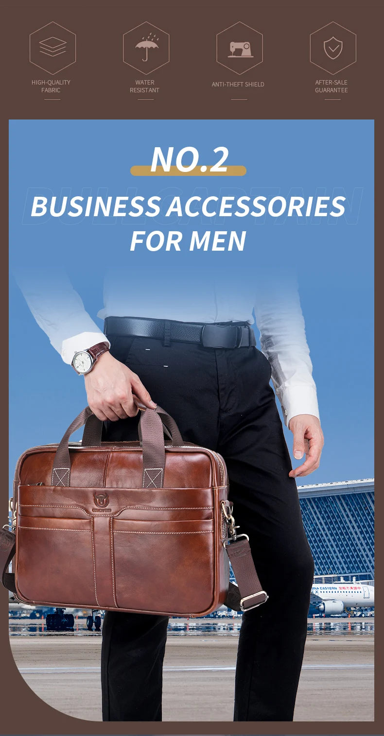 BULLCAPTAIN Leather Laptop Bag