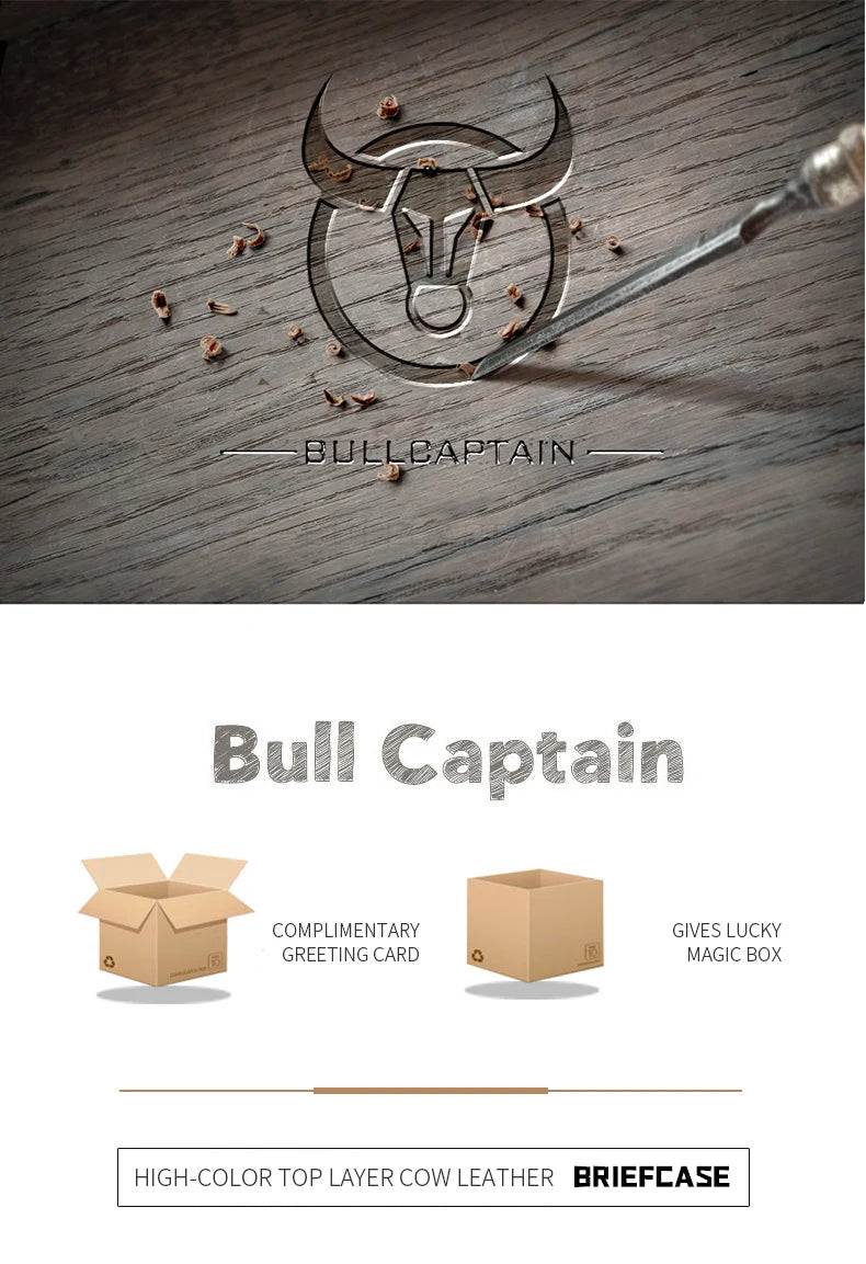 BULLCAPTAIN Leather Laptop Bag