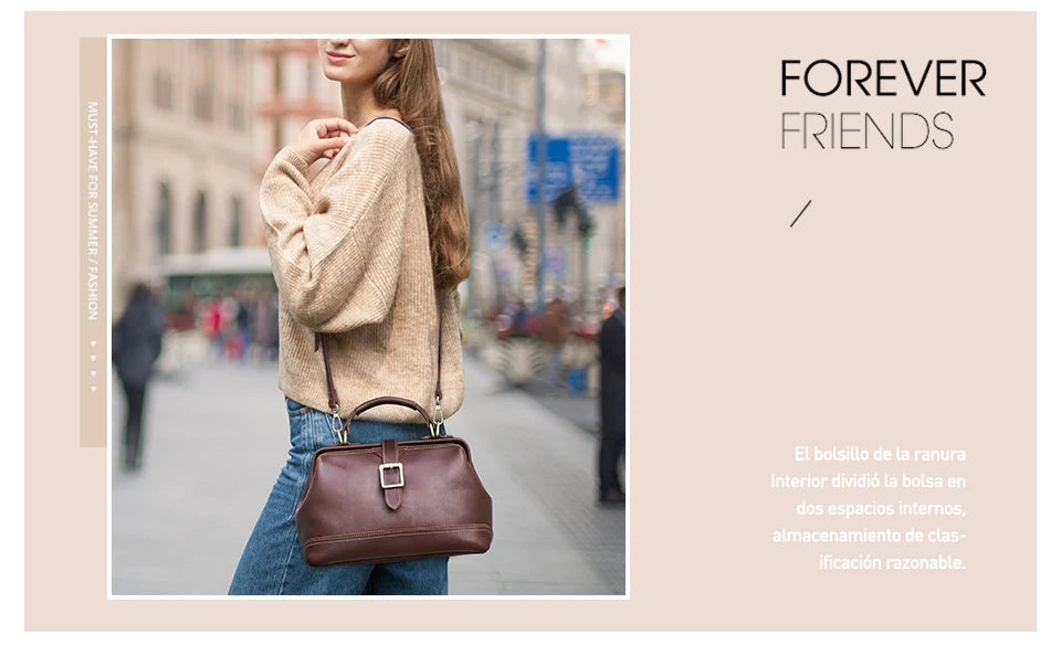 CONTACT'S Genuine Leather Sling Shoulder Bags for Women Luxury Designer Tote Bag Women‘s