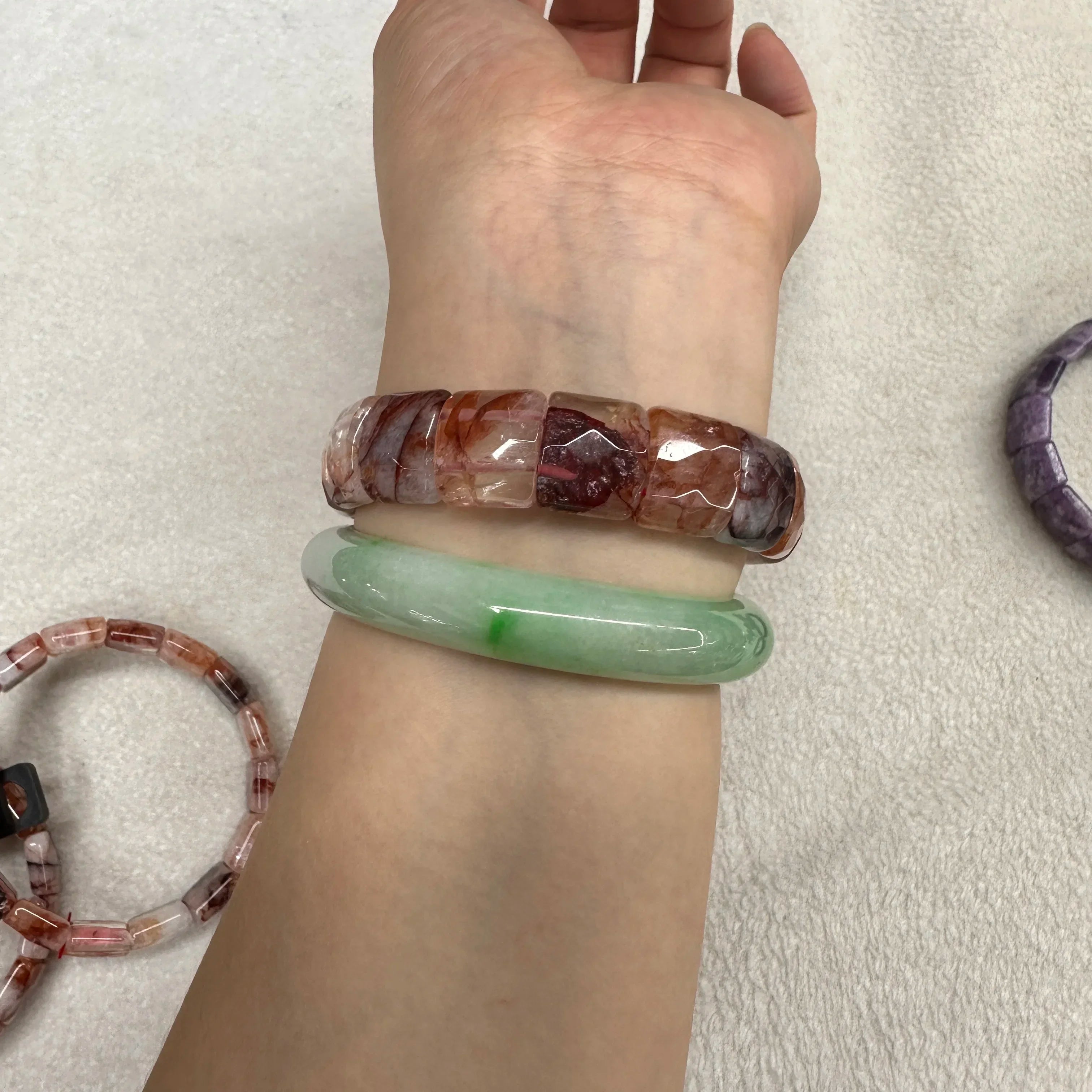 Crystal Bracelet Red Glue Flower