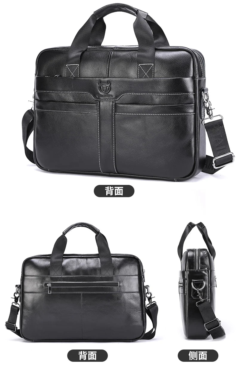 BULLCAPTAIN Leather Laptop Bag
