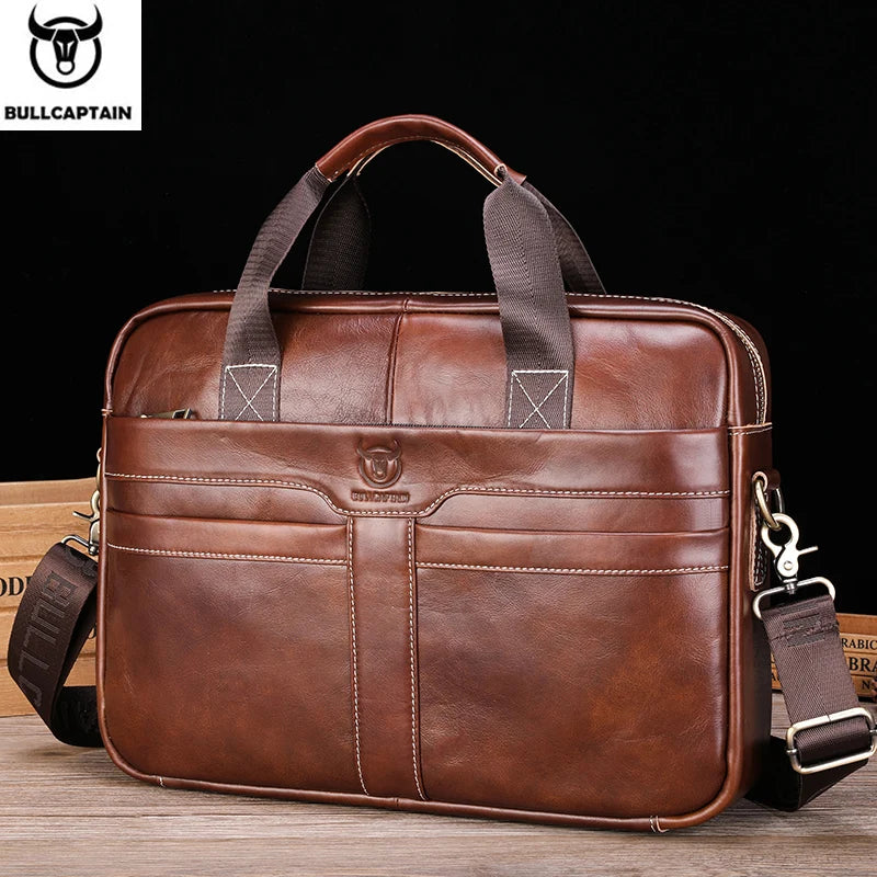BULLCAPTAIN Leather Laptop Bag