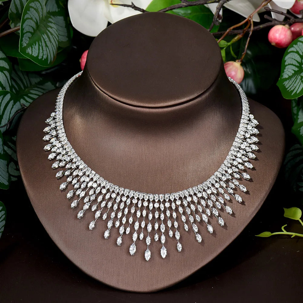 Elegant Diamond Jewerly Set - Luxury Bridal Necklace, Earrings & Ring - Wedding