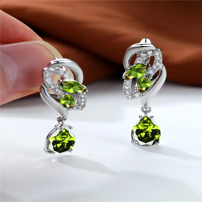 Luxury Female Blue Rainbow Stone Earring