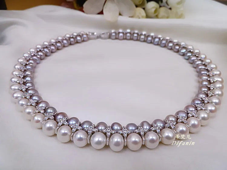 Double Strands South Sea White Pink Lavender Necklace Bracelets Sets
