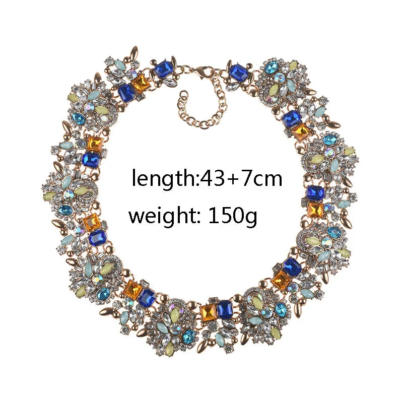 Colorful necklace with gemstones on a white background