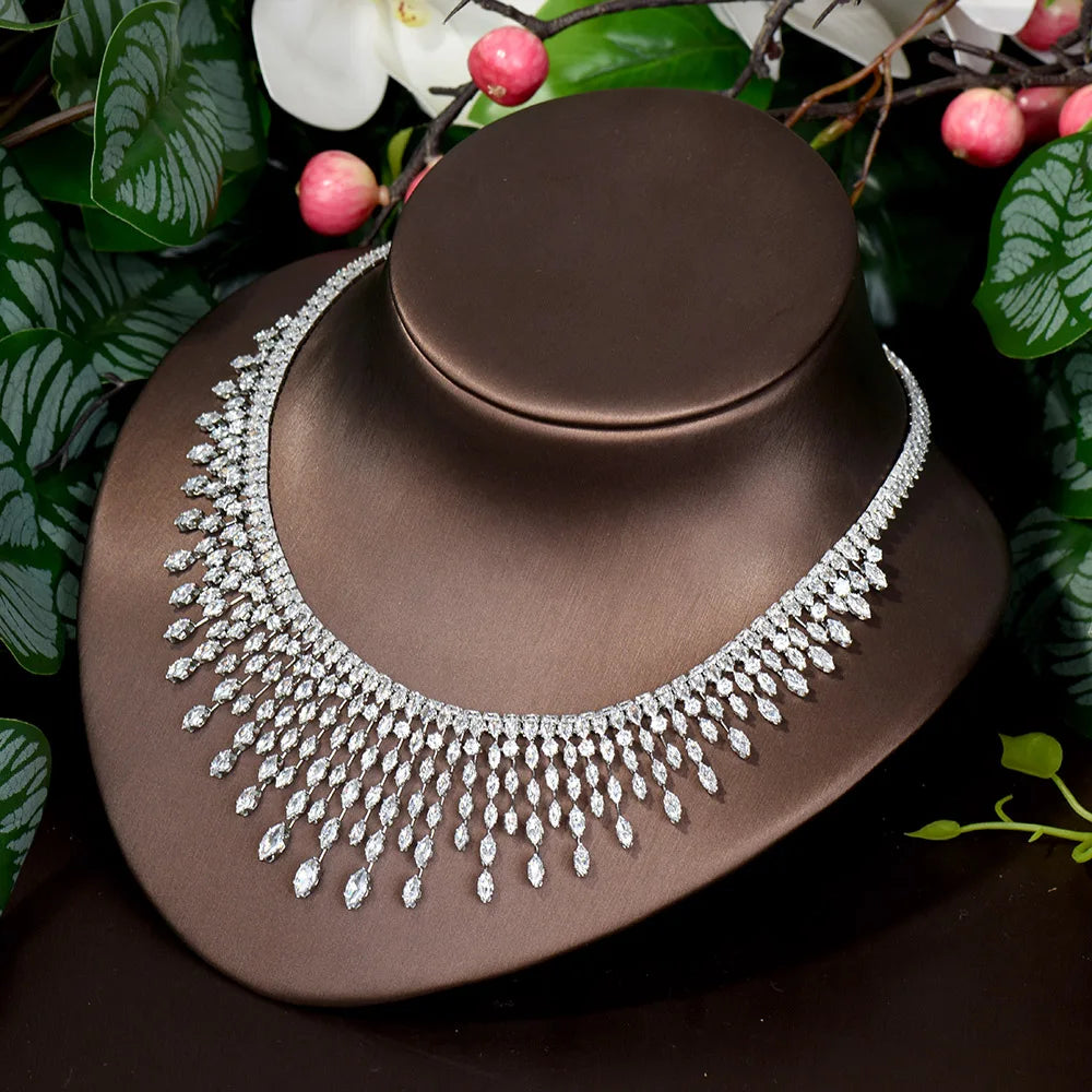 Elegant Diamond Jewerly Set - Luxury Bridal Necklace, Earrings & Ring - Wedding