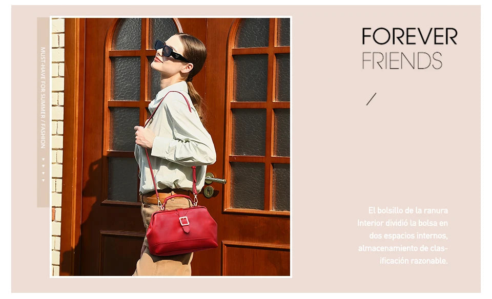 CONTACT'S Genuine Leather Sling Shoulder Bags for Women Luxury Designer Tote Bag Women‘s