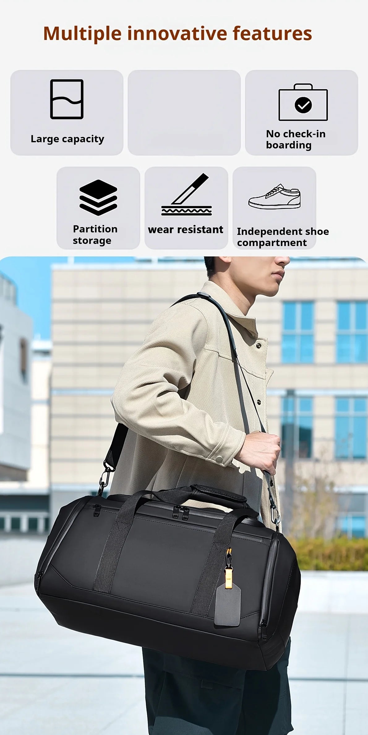Travel Bag for Men Spacious Sports Gym Bag