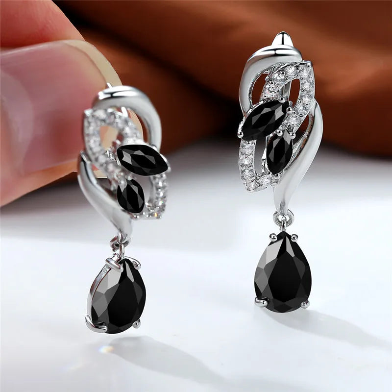 Luxury Female Blue Rainbow Stone Earring