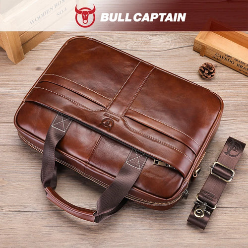 BULLCAPTAIN Leather Laptop Bag