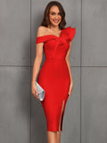 Luxury Asymmetric Midi Dress – Elegant Evening Wear