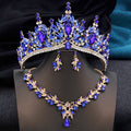 Luxury Sapphire Jewerly Set Royal Tiara, Necklace & Earrings - Bridal Crow