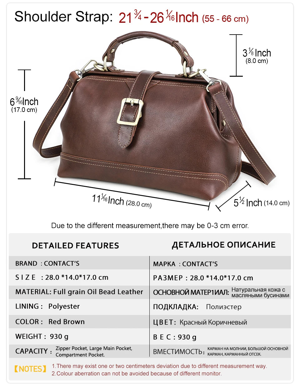 CONTACT'S Genuine Leather Sling Shoulder Bags for Women Luxury Designer Tote Bag Women‘s