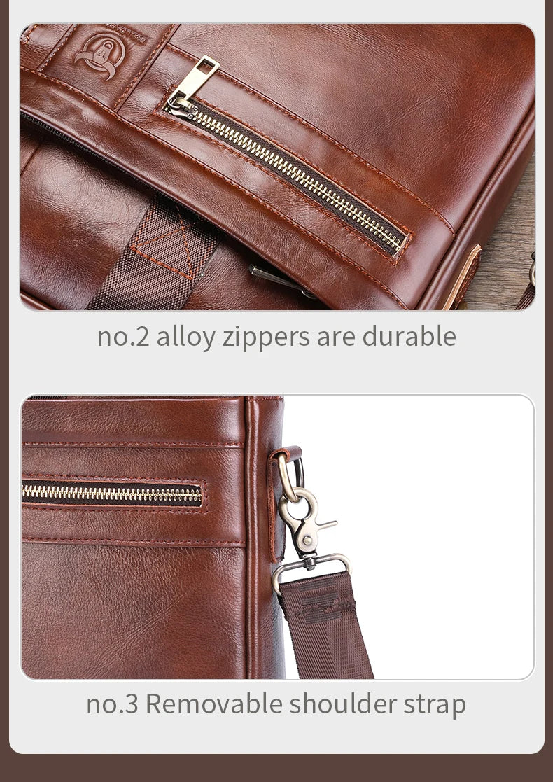 BULLCAPTAIN Leather Laptop Bag